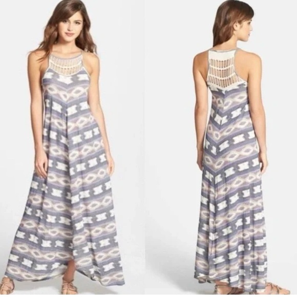 Lucky Brand Dresses & Skirts - L Lucky Brand Maxi Dress M Crochet Boho Sleeveless Indie Western Beach Festival
